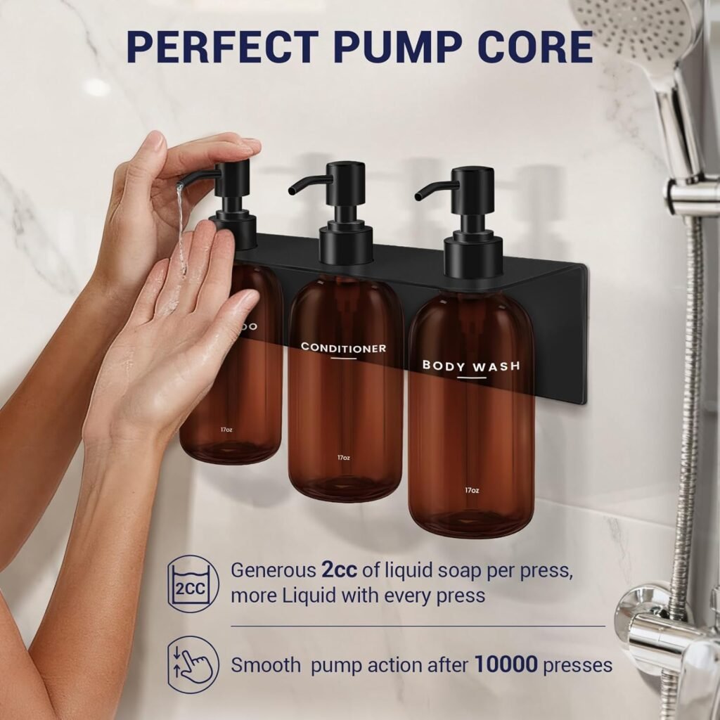 Wall-Mounted Shampoo Dispenser Set: A Clean Bathroom Organizer For Shampoo, Conditioner, And Body Wash